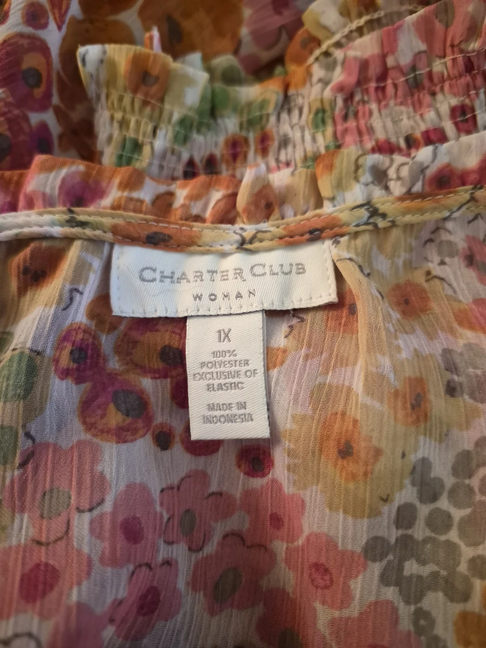 Charter Club Sheer Floral Blouse Size 1X